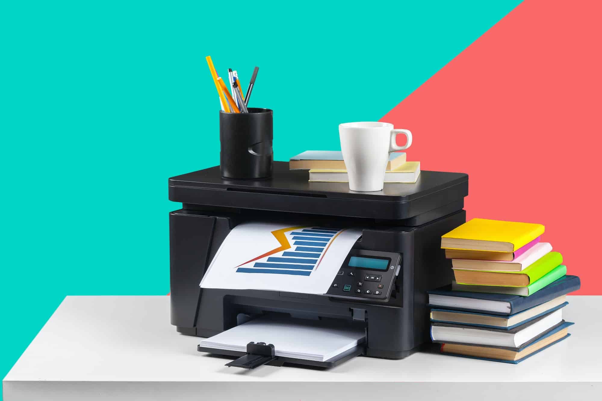 Printer, copier, scanner. Office table